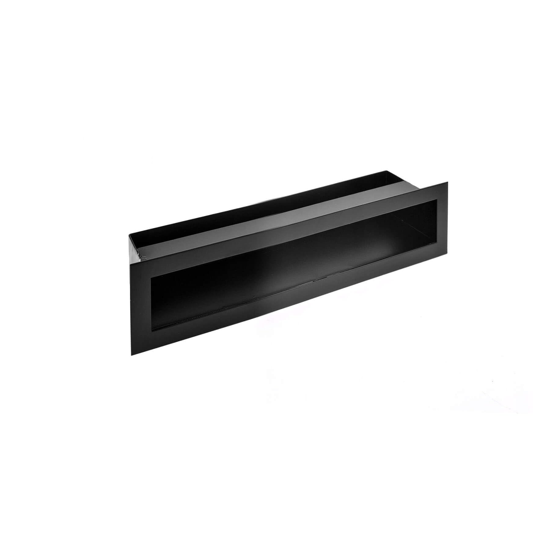 ADGO Griglia di Ventilazione per Camino, Griglia ad Aria Calda, Griglia di Scarico per Camino, Presa d'aria Nascosta, Rettangolare, Lunga, Verniciata a Polvere, Nero (10 x 30 cm)