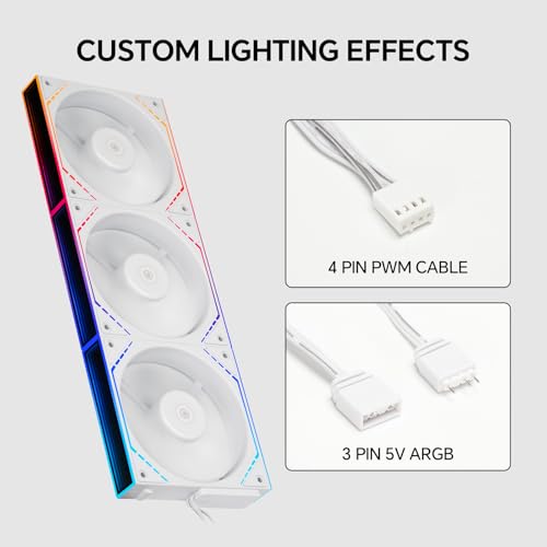 Image of Thermalright TL-M12QW 120mm ARGB Case Fan, Daisy-Chain | 1500RPM | Silent Computer Fan with Infinite Mirrors on Both Sides(White) | Clean Daisy Chain Wiring, PWM /ARGB Sync, Infinity Mirror Lighting