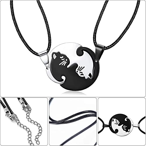 Jsleid Collana Puzzle Gatto Acciaio, 2 Pezzi