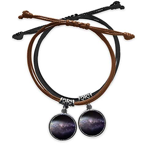 Bracelet Cuir Double univers nébuleuse cosmique pour les amoureux d'astronomie et bijoux
