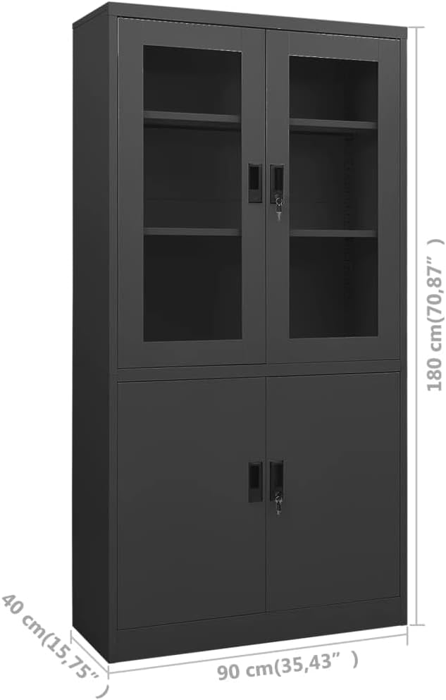 Office Cabinet Anthracite,Filing Cabinet,Freestanding Storage Cabinet,Multi-Function Cabinet,Media Cabinet,Modern Style,for Office,Home,School,Employee,35.4"x15.7"x70.9" Steel
