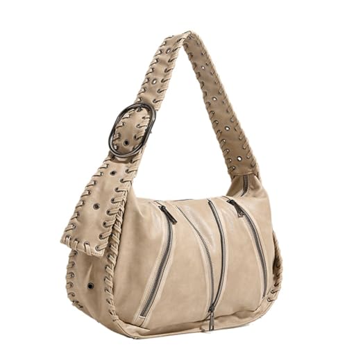 Bolso tote grande para mujer con tachuelas rojo miniatura 1