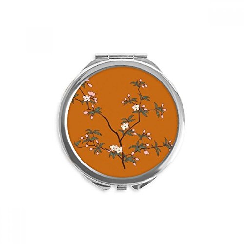 Miroir rond maquillage de poche portable multicolore 2.6x2.4 pouces arbre rouge