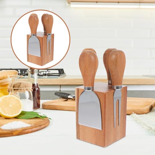 Support couteaux à fromage magnétique kaki au design multifacette compact