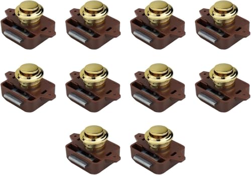 Loquets à bouton-poussoir marron doré au design robuste et durable - 3