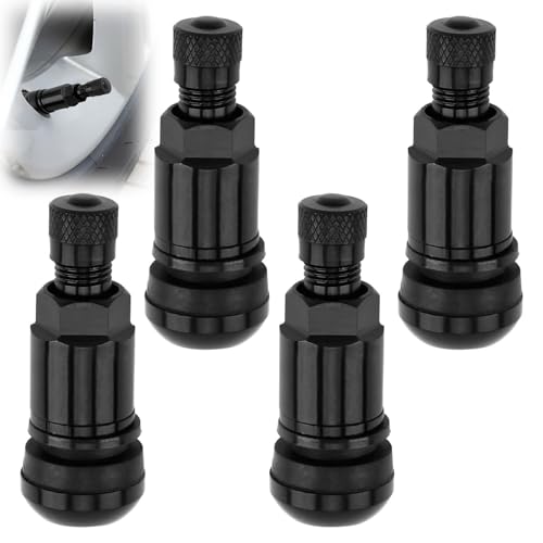 4X Metallventile für Alufelgen – 11,3 mm Reifenventil, Felgen Ventile Auto, langlebige Autoreifen, hochwertige Auto Ventile, sicheres Reifen Ventil – inkl. Radmuttern mit Sicherung