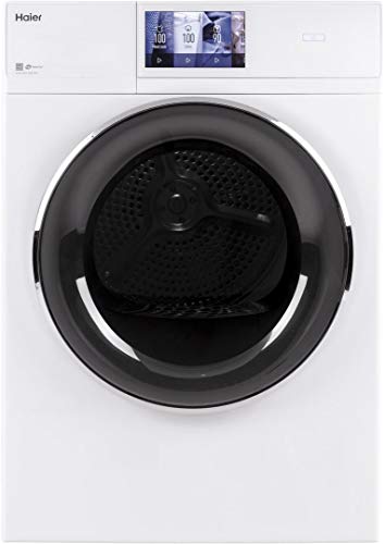 Haier QFD15ESSNWW 24' Frontload Electric Dryer with 4.1 cu. ft. Capacity Stainless Steel Basket Auto-Sensing Moisture Sensor Reversible Doors Electronic Touch Controls in White