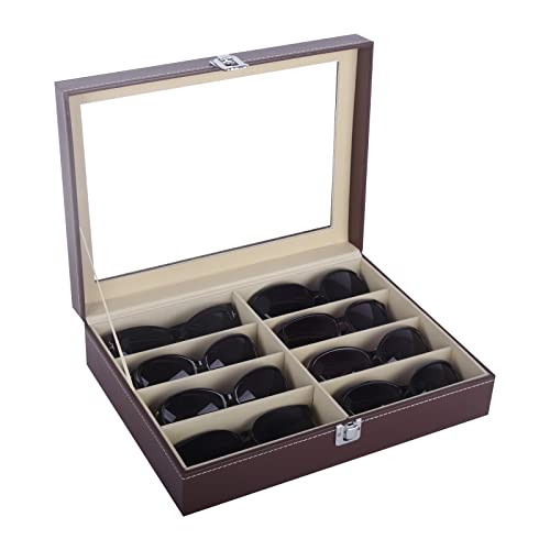 Image of AUTOARK Leather 8 Piece Eyeglasses Storage and Sunglass Glasses Display Case Organizer
