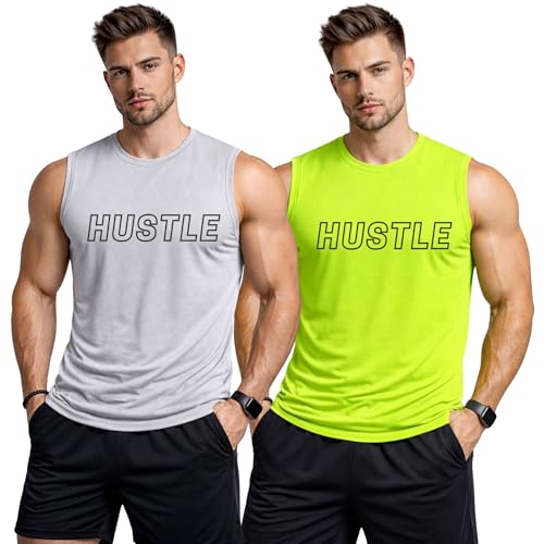Image of 3Colours RGB Men's Active Wear Sleeveless Tank top, Gym Vest, Leisure wear CCUT Hustle