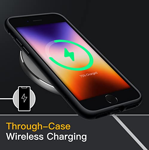 Image of JETech Matte Cover Case for iPhone SE 3 /2 (2022 /2020), iPhone 8 /7, 4.7-Inch, Shockproof Military Grade Drop Protection, Frosted Translucent Back Phone Cover, Anti-Fingerprint (Black)