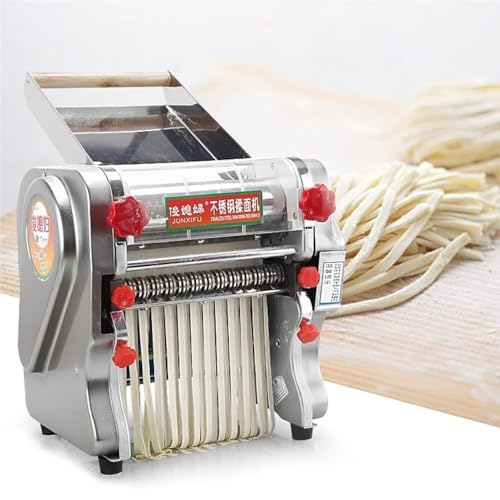 DJCDDM Electric Pasta Making Machine Household Fresh Noodle Maker Stainless Steel Strip Cutter Automatic Noodle Machine for Spaghetti Commercial Use(240)