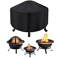 maobutte Round Fire Pit Cover for 22-34 Inch Firepit, Heavy Duty Outdoor Patio Fireplace Covers - Waterproof Dustproof Anti UV and Tear Resistant