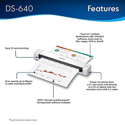 Brother DS-640 Compact Mobile Document Scanner, (Model: DS640)