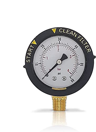Swimables Start and Clean Filter Water Pressure Gauge Replacement - 60 PSI and 1/4