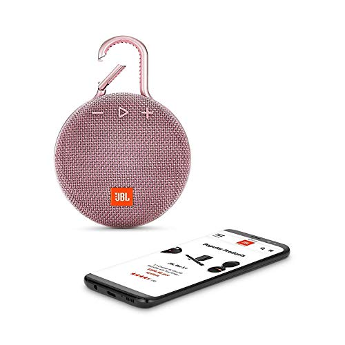 Image of JBL Clip 3, Wireless Portable Bluetooth Speaker with Mic, JBL Signature Sound, Integrated Carabiner, Vibrant Color Options with IPX7 Waterproof & AUX (Pink)