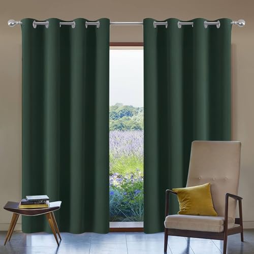 XIAOMEI Thermovorhang mit Ösen 130 x 151 cm Einfarbige/Winter Extra Warm/Modern Gardine Ösenschal Fensterschal mit Ösen, Waschbar für Jedes Fenster, Dunkelgrün XIAOMEI Thermovorhang mit Ösen 130 x 151 cm Einfarbige/Winter Extra Warm/Modern Gardine Ösenschal Fensterschal mit Ösen, Waschbar für Jedes Fenster, Dunkelgrün