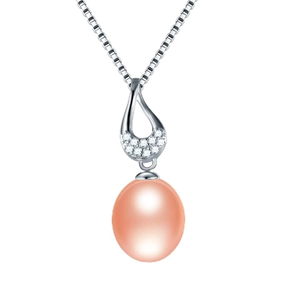 Collier perle ovale d'eau douce naturelle pendentif de créateur pour femme - 2