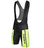 INBIKE Men's Cycling Bibs, Gel Padded Shorts Bike Bib Tights for Summer Green Medium