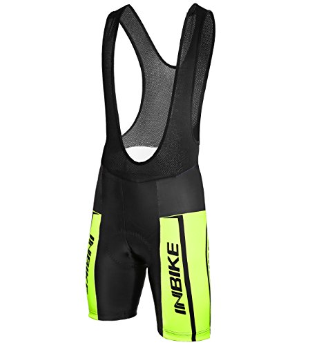 INBIKE Men's Cycling Bibs, Gel Padded Shorts Bike Bib Tights for Summer Green Medium