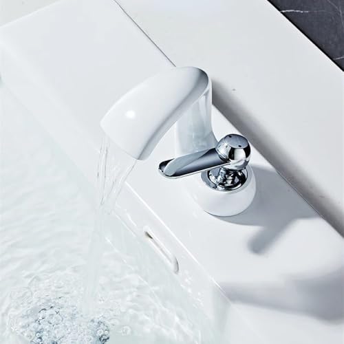 Robinet de lavabo cascade blanc pour une salle de bain moderne
