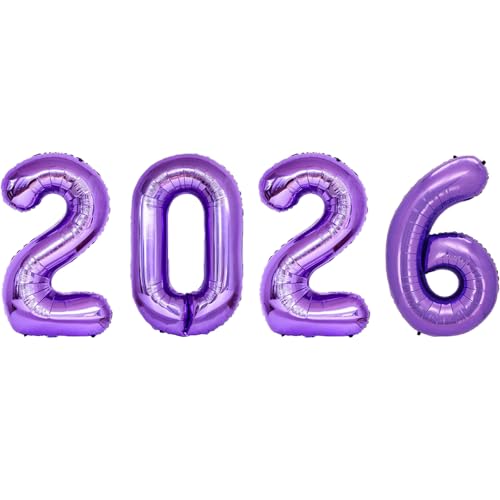 Image of 2026 Purple Foil Numbers Balloons, 32Inch Violet | Huge 2026 Balloons, Lavender Light Purple,For Birthday,Happy New Year Eve, Graduation, Christmas Decorations