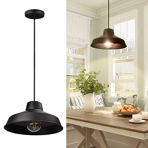 DLLT Industrial Pendant Light, Metal Pendant Light Fixture, E26 Adjustable Black Ceiling Hanging Fixture Lighting for Kitchen, Dining Room, Restaurant, Warehouse DLLT Industrial Pendant Light, Metal Pendant Light Fixture, E26 Adjustable Black Ceiling Hanging Fixture Lighting for Kitchen, Dining Room, Restaurant, Warehouse