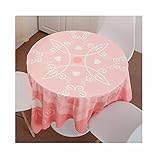 EHOMERY Mantel De Mesa para Fiestas Manteles Girones Patrón Flores Geométricas Bistro Brocado Rectangular Rosa E Sabana Algodon Protección Decoración Redondo140Cm