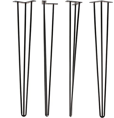 SPACEUP Hairpin Table Legs 28 inch 4 Pcs Desk Legs 220lbs Capacity Total 880 LBS Coffee Table Legs 3 Rods Black DIY Table Legs Heavy Duty Furniture Legs