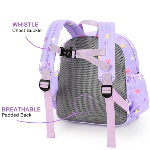 Image of STEAMEDBUN Corduroy Kids Backpack for Girls 5-8: Girls Backpack for Elementary Kindergarten - 15 inch Cute Backpacks for Kids - Purple Bow