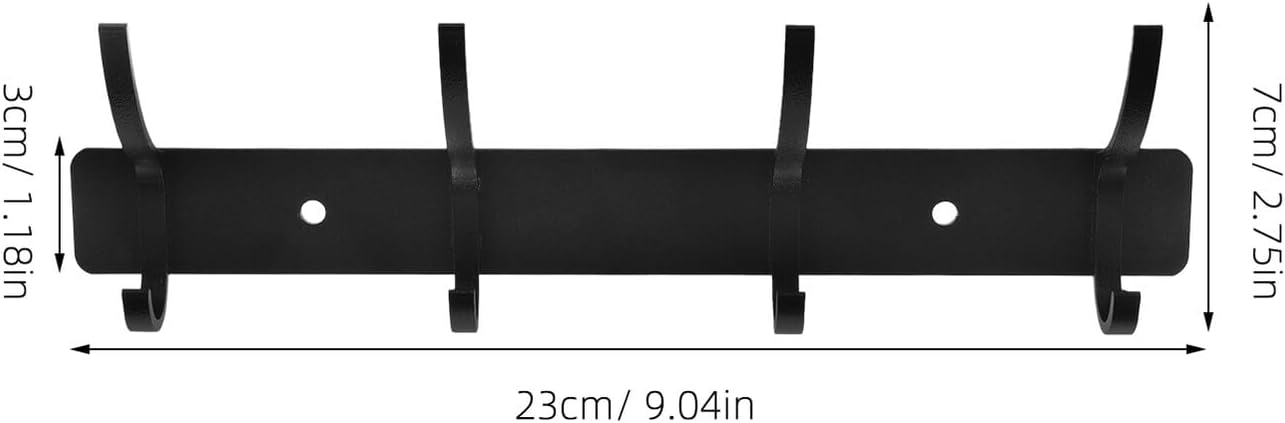 PATKAW Heavy Duty Wall Mount Coat Hanger Rack with 4 Black Hooks, No-Drill Over Door Storage Organizer for Entryway Bedroom Bathroom, 2pcs