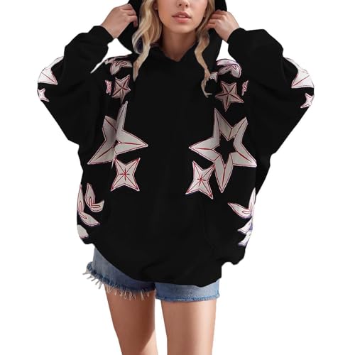 Uwdiohq Sweat Femme Sweat Capuche Femme avec Motif Adolescent Garcon Gilet À Womens Hoodies Zip Up Militaire Pull Pyjama Noir Oversize Ouvert Devant Long...