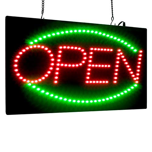 Leadleds 1910-2 LED Signs Open Portable 19-inch Height Vertical Neon Sign with 2 Light Modes for Bar Tattoo Salon Store Beauty Spa Business