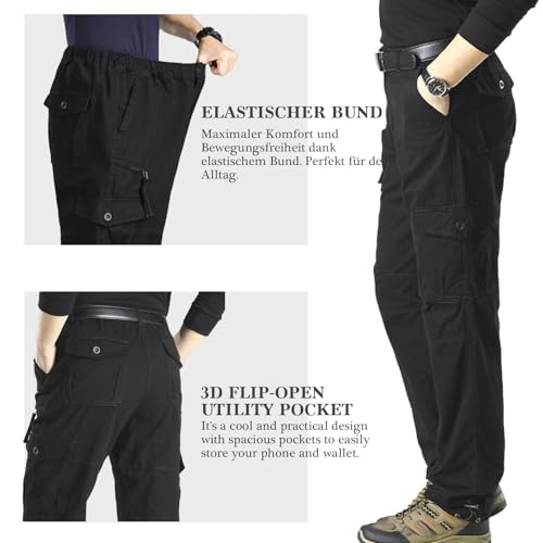 Mens Cargo Pants Elastic Waistband 7 Pockets Hiking Tactical Pants Cotton Cargo Work Pants for Men3