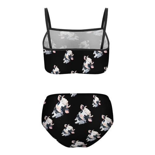 Cow Print Girls Swimsuits Two Piece Bikini Sets Beach Sport Swimwear Bathing Suit2