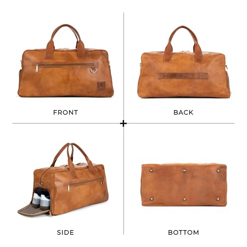Berliner Bags Vintage Genuine Leather Duffle Austin XL for Travel or the Gym, Weekender Bag with Shoe Compartment, Overnight Bag for Men and Women - Brown 6