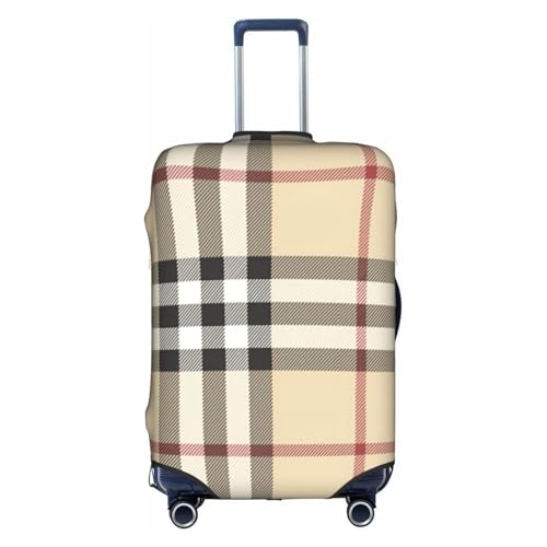 Gray Plaid Lines Print Suitcase Protector Dust-Proof Case Men Women Travel Fits 18-32 Inch Luggage