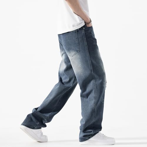 EnllerviiD Men's Baggy Denim Jeans Loose Fit Ripped Distressed Jean Hip Hop Vintage Skater Dance Pants Streetwear4