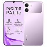 realme Telefono mobile P4 Lite 4G, IP64, batteria durata 6600mAh, ricarica rapida 15W, schermo confortevole 120Hz da 6,8 pollici, 4GB+64GB, Next AI, caricabatterie non incluso, Viola Pulse