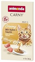 animonda Carny Creamy Katzensnack (6 x 15g), Premium Katzensnack für anspruchsvolle Feinschmecker mit zartem Huhn und wertvollem Taurin