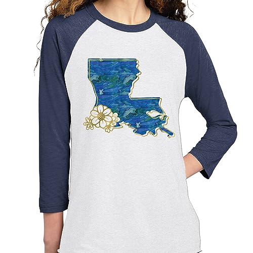 Camiseta de béisbol raglán de manga tres cuartos Watercolor Louisiana unisex miniatura 2