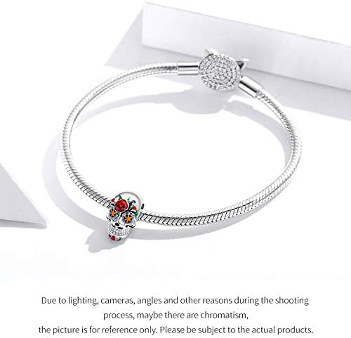 Halloween Ghost Charm Skull Bead 925 Sterling Silver for Pandora Style Bracelet,for Halloween (Colorful Skull Charm) - Image 4