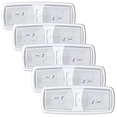 5 Pack Leisure LED RV LED Ceiling Double Dome Light Fixture with ON/OFF Switch Interior Lighting for Car/RV/Trailer/Camper/Boat DC 12V Natural White 4000-4500K 48X2835SMD (Natural White 4000-4500K, 5)