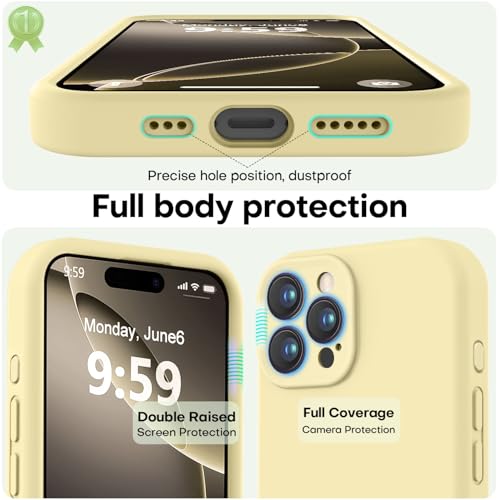 Image of LOVE 3000 Designed for iPhone 16 Pro Max Case, Premium Silicone with [Soft Anti-Scratch Microfiber Lining] Shockproof Protective Phone Case for Men Women Girls 6.9 inch, Creamy Yellow