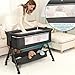 Foalom Baby Bassinet, 3 in 1 Baby Bassinet, Baby Basinet Bedside Sleeper, Easy to Fold Portable Crib Side Bassinet, Baby Cradle with Storage Basket, Adjustable Bedside Crib (Dark Grey)
