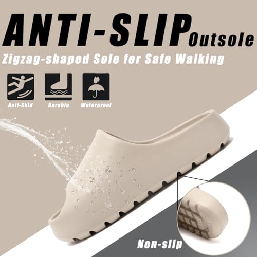 Image of Cloud Slides for Women,EVA Soft House Slippers Unisex,Open Toe Thick Sole Shower Shoes,Mens Slides Indoor & Outdoor