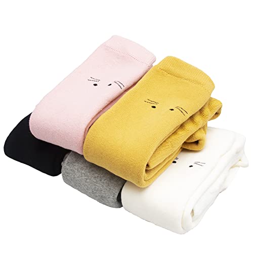 4/5 Pack Toddler Girls Loop Fleece Leggings Cat Printed Warm Winter Stretchy Pants Trousers Stockings Pantyhose Multicolor