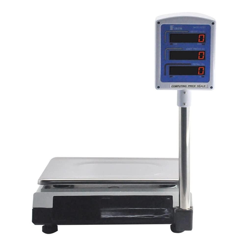 Digital Commercial Food Scale Price 88lb/40kg with Dual LCD Display Stainless Steel Platform Rechargeable Battery Electronic Computing for Meat Fruit Produce