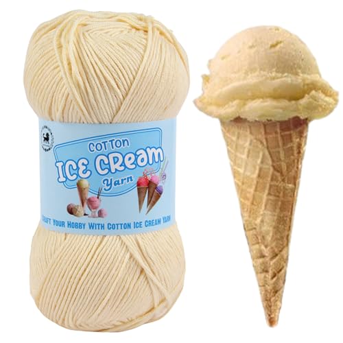 Image of NESTNHAVEN Cotton Ice Cream Yarn - (100g, 250m)- Luxury Yarn for Amigurumi, Embroidery, Toys, Garments, Flowers and Hobby Projects (Off White)