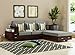 FURNESHO Solid Sheesham Wood 4 Seater L Shape Sofa Set with Storage for Living Room Bedroom Home Office Hotel with Cushions | Wooden Sofa Set | Walnut Finish