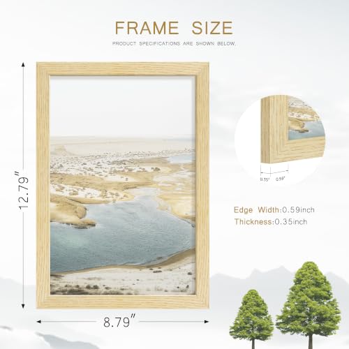 Image of 8x12 Picture Frame Set of 4, Natural Solid Wood Frames, Wall Mount